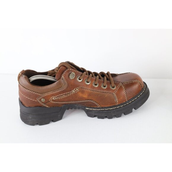 Vintage 90s Y2K Streetwear Mens 9.5 M Chunky Leather Platform Boots Shoes Brown main image 6